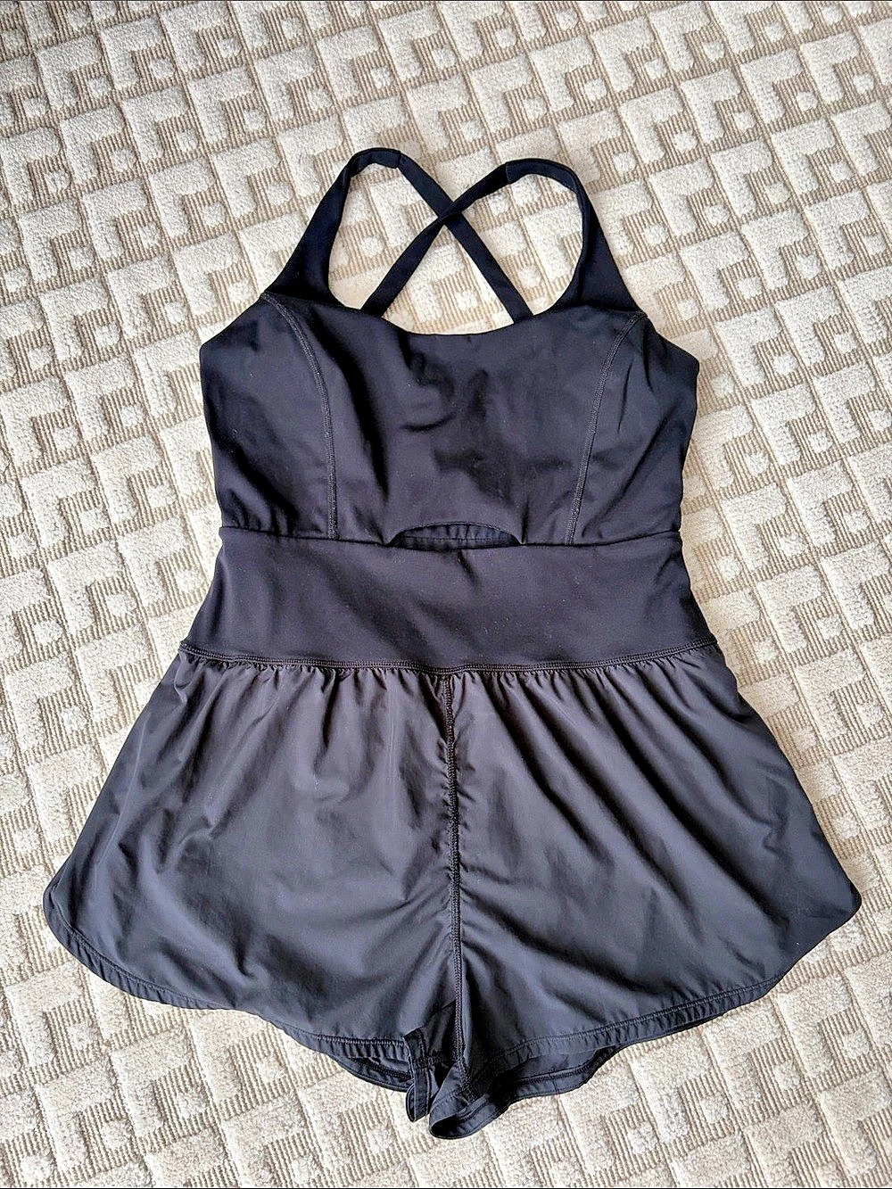 Free People Movement Righteous Runsie Black Athletic Romper Like New Size L